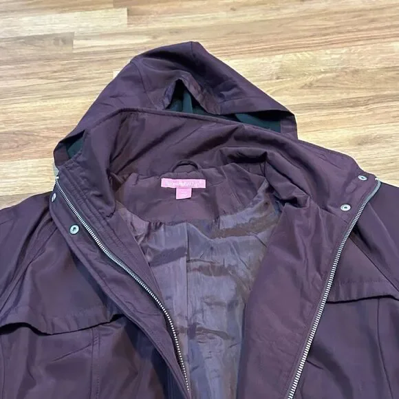 Woman Within Maroon Coat Zip Up Hooded | Women Size 16W - Picture 4 of 10